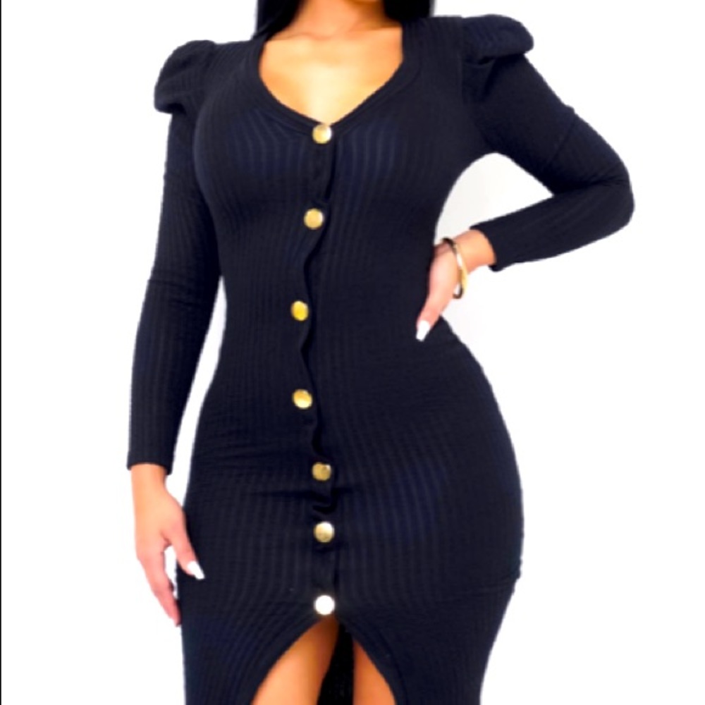 “Mood” Long Sleeve Midi Dress